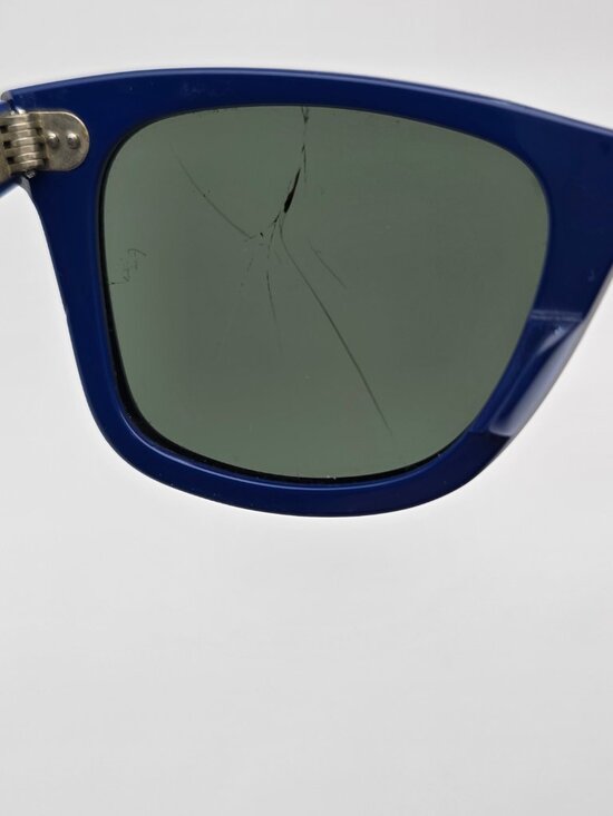 Ray-Ban RB2140 1112/58 Wayfarer Black on Blue Text Polarized G-15 Sunglasses - Picture 10 of 16